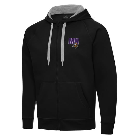 Men's Antigua  Black Minnesota Vikings Victory Full-Zip Hoodie