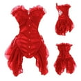 thumbnail image 3 of Women's Vintage Bustier Corsets Lace Ruffle Princess Party Corset Tops Mesh Wrap Western Medieval Bustiers Bodice Red, L, 3 of 3