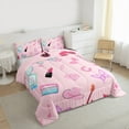 thumbnail image 3 of Manfei Girly Pink Fashion Full Size Comforter Sets for Teen, Cartoon Princess Hat Bedding Comforter Set, Kawaii Butterfly Reversible Bedding Sets, Breathable Home Decor, 3 Pieces, 3 of 8