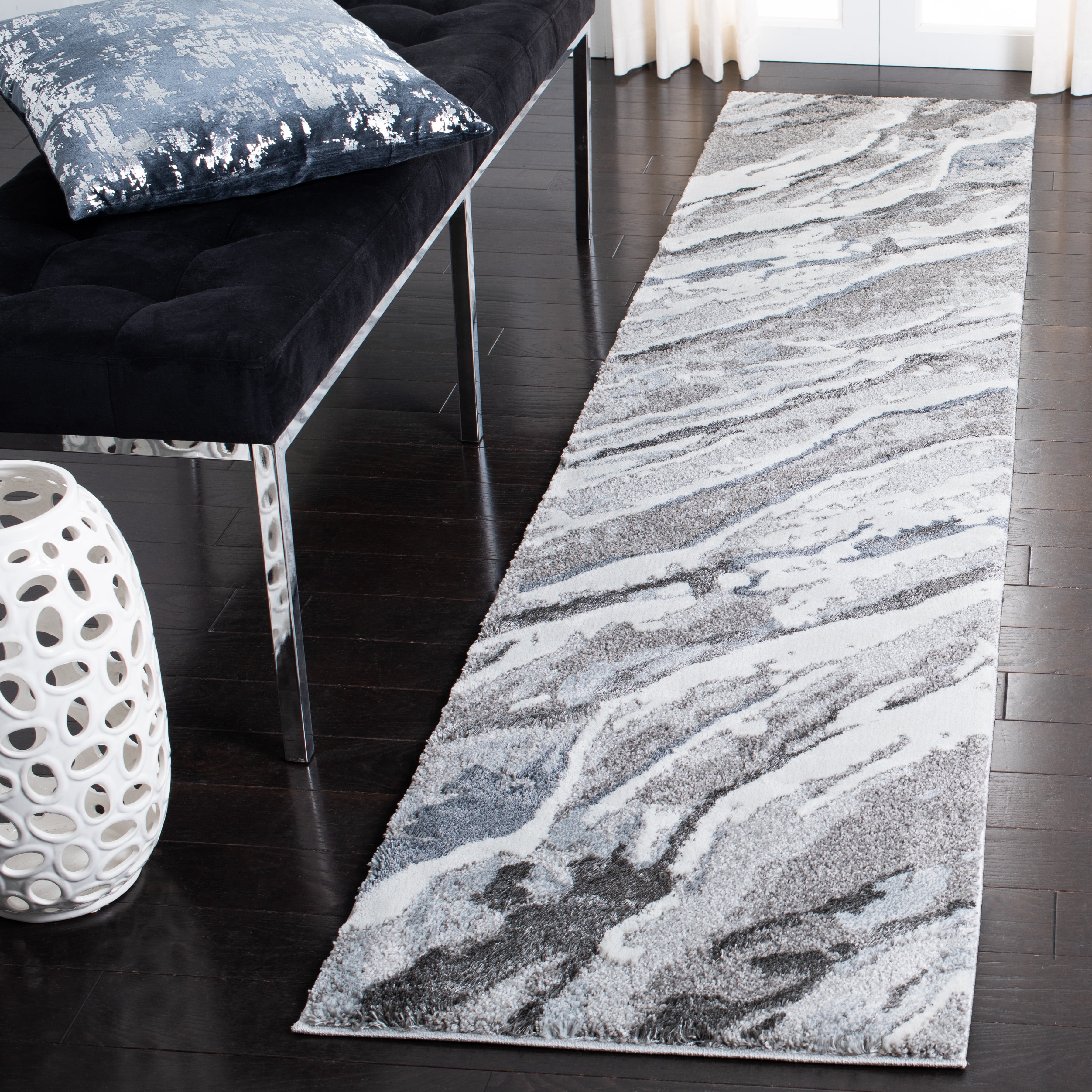 SAFAVIEH Century Hyde Camouflage Runner Rug, Grey/Blue, 2' x 7'
