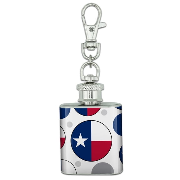 Texas State Flag Stainless Steel 1oz Mini Flask Key Chain