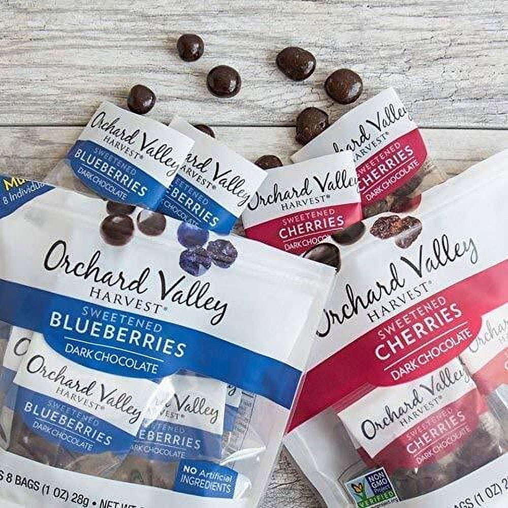 Orchard Valley Harvest Dark Chocolate Cherries, 1 oz (Pack of 8), Non-GMO, No Artificial Ingredients