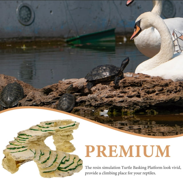 Hytrove Plataforma De Resina Vivid Para Tortoise Con Refugio Y Rampa Delicada Para Terrarios