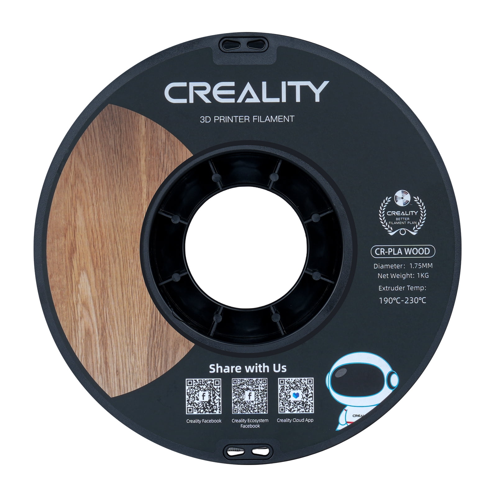 5 Pack Creality CR-PLA Wood Filament 1.75mm Exquisite Wood Texture Environmentally Friendly Materials Low Shrinkage