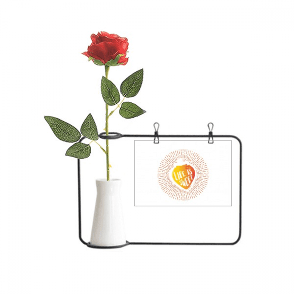 Sweet Line Strawberry Life Artificial Rose Flower Hanging Vases Decoration Bottle