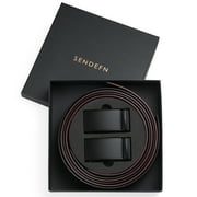 SENDEFN 2 Pack Ratchet Belt for Men,Mens Leather Belt in Gift Set Box for Dress Casual,Size Adjustable Trim to Fit