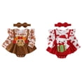 thumbnail image 2 of Douhoow Baby Girl Christmas Dress Thanksgiving Turkey Romper Infant Long Sleeve Jumpsuit Headband, 2 of 9