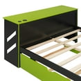 thumbnail image 4 of Full Size Day Bed Frame with Twin Size Trundle and USB Charging Ports, Wood Daybed with Build-in Desk for Bedroom, Apartment, Home Office, Space-Saving Design, Mattress Not Included, Green, 4 of 9