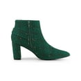 thumbnail image 3 of BLISSFUL STEP Women Plaid Point Toe Side Zip Block Heels Ankle Boots Green 10, 3 of 7
