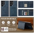 thumbnail image 5 of Detachable Magnetic Wallet Case for Samsung Galaxy S23 Ultra, Premium PU Leather RFID Blocking Card Holder with Kickstand, TPU Shockproof Protective Slim Cover, Wireless Charging Compatible, Blue, 5 of 11