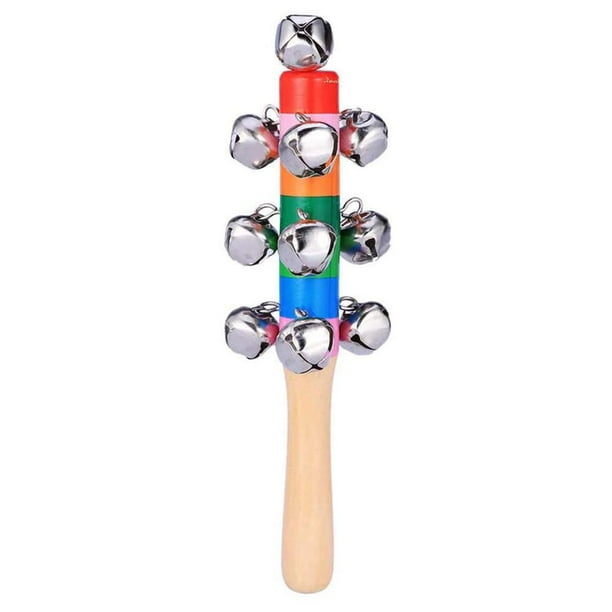 Bell 5 Hand Sleigh Bells, Rainbow Mango de madera Niños Coloridos juguetes preescolares JShteea El nuevo