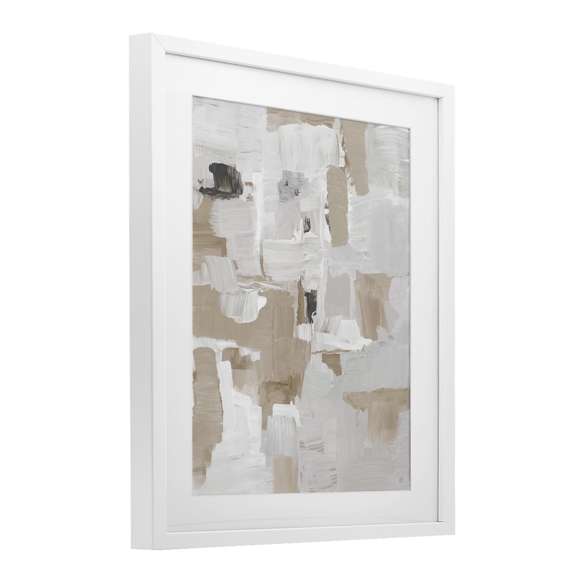 Stupell Industries Beige & White Peace White Framed Print Under Glass, design by Lanie Loreth