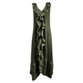thumbnail image 6 of ChaoHeng Sundresses for Women for 2026 Solid Round Neck Tier Ruffle Sleeveless Flowy Beach Summer Dresses Army Green L, 6 of 6