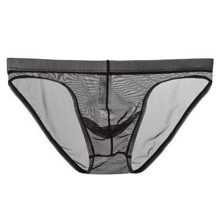 

HEVIRGO Low Rise U Convex Men Briefs Sexy Transparent Net Yarn Panties Daily Wear