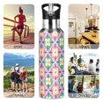 thumbnail image 7 of Yayeee 20oz Insulated Water Bottle Double Wall Stainless Steel with Flip Straw Lid, Pink Mosaic Pattern, 7 of 7