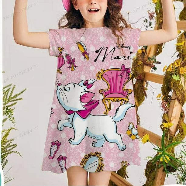 2022 verano ninos vestido de manga corta para nina Disney Mary cat estampado nina Top 2 12Y bebe nina camisetas nino nina ropa 3T zhangyuxiang CONDUJO Walmart en linea