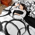 thumbnail image 2 of Erosebridal Geometric Circle Pattern 7-Piece Twin Bedding Sets,Modern Stripe Neutral Art Bedding Comforter Set,White And Black,Reversible, 2 of 7