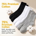 thumbnail image 2 of TRANSLINK Men's 6 Pack Crew Socks, 2 Black 2 White 2 Gray, 75% Cotton Cushioned Athletic Socks, Moisture Wicking Work Socks, 2 of 7