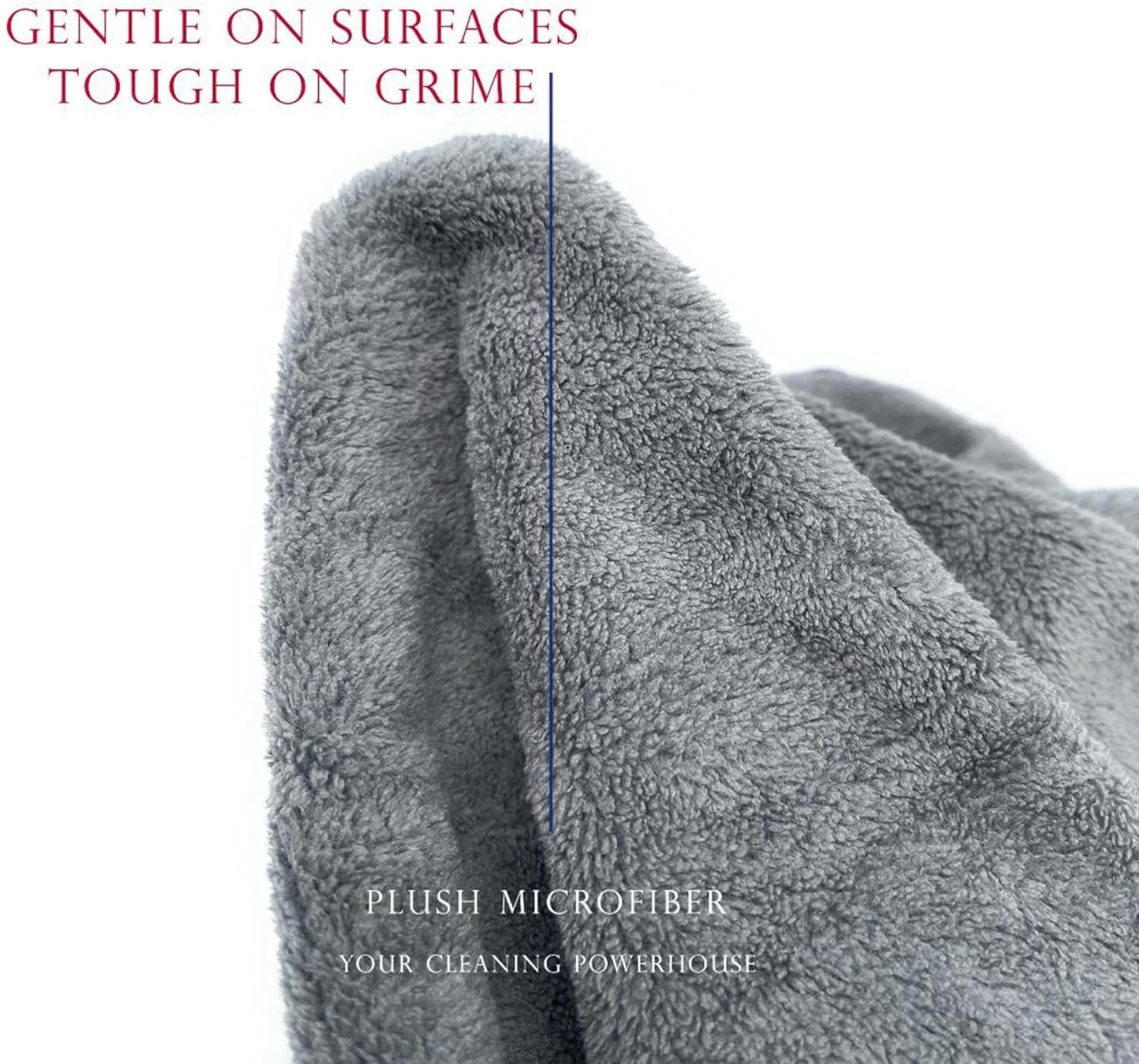 Microfiber Towels High Plush All Purpose Cleaning Cloths, Pack of 10, Size 16"x16", for Household and Professional Polishing Wax Removal Car Auto Detailing Drying