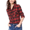 thumbnail image 5 of Unique Bargains Women's Halloween Costume Check Roll Up Sleeves Button Down Shirt, 5 of 7
