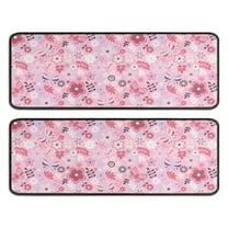Kitchen Rugs Sets Of 2,Pioneer Flower Floral Print Pattern Anti Fatigue Kitchen Mat Rugs Non Slip Washable,Decorative Kitchen Floor Mats for Kitchen,Sink,Laundry,17"x47" 17"x47"