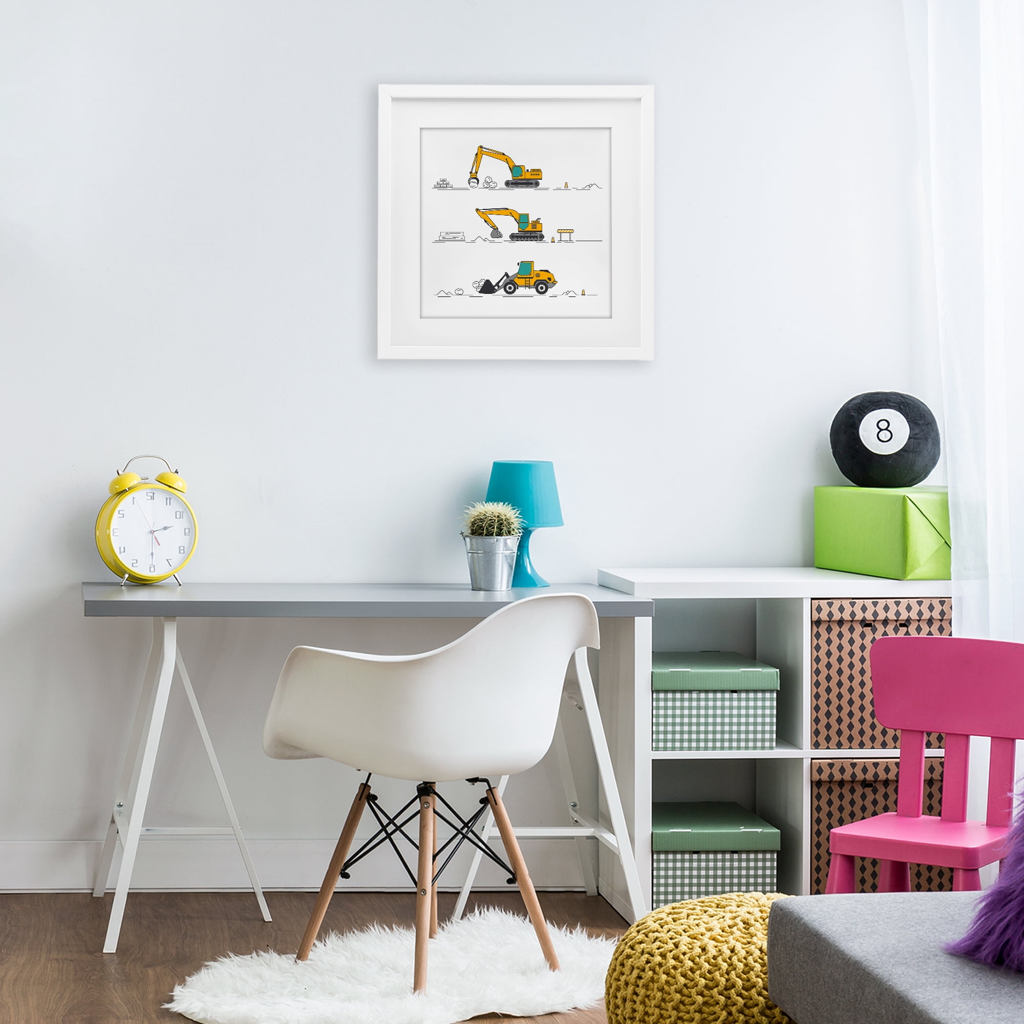 Stupell Industries Construction Digs Machine White Framed Print Under Glass, design by Creative Studio
