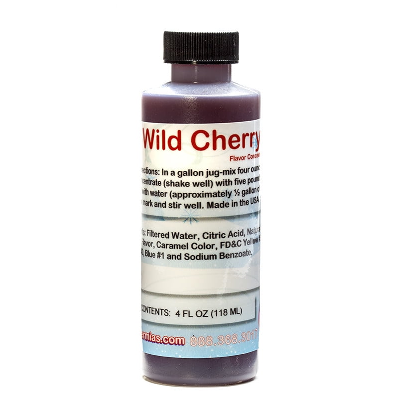 Wild Cherry Shaved Ice and Snow Cone Flavor Concentrate 4 Fl Ounce Size Wild Cherry Shaved Ice and Snow Cone Flavor Concentrate 4 Fl Ounce Size