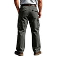thumbnail image 4 of Relaxed Straight Leg Cargo Long Trousers For Men Elastic Stretch Drawstring Waist Large Side Cargo Pockets Soft Breathable Twill Fabric Hiking Work Pants, 4 of 5