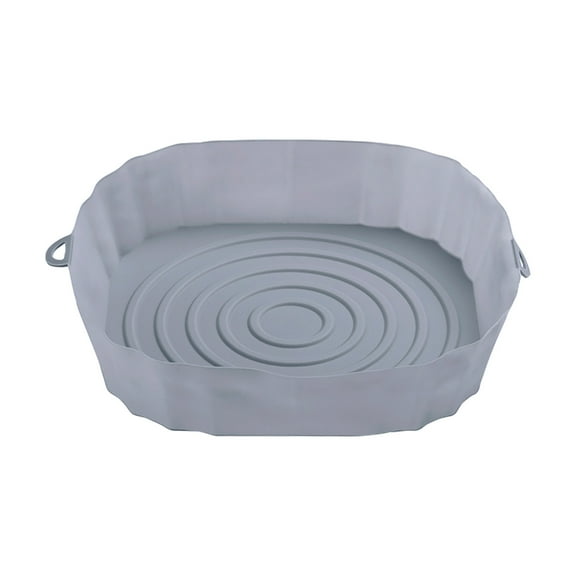 Air Fryer Silicone Grill Tray Square Silicone Air Fryer Liners - Reusable Air Fryer Pot - Air Fryer Accessories - Air Fryer Inserts For Oven Microwave Accessorie Gray 20X18X4.5Cm