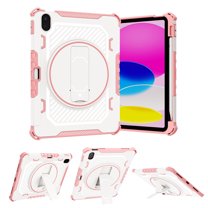 Allytech Heavy Duty Rugged Case for iPad 10th Gen 10.9 inch 2022, Kids Friendly Shockproof Hybrid Built-in 360 Degree Rotating Stand Protective Case with Pencil Holder for iPad 10th Gen - Pink