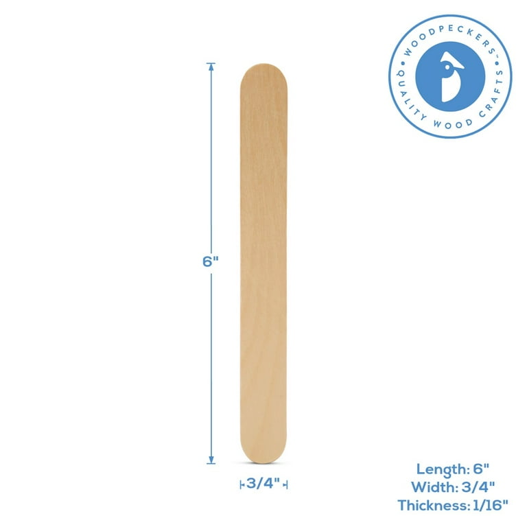 M01238 MOREZMORE 25 Large Jumbo 6" x 3/4" Popsicle Stick Wooden  Tongue Depressor
