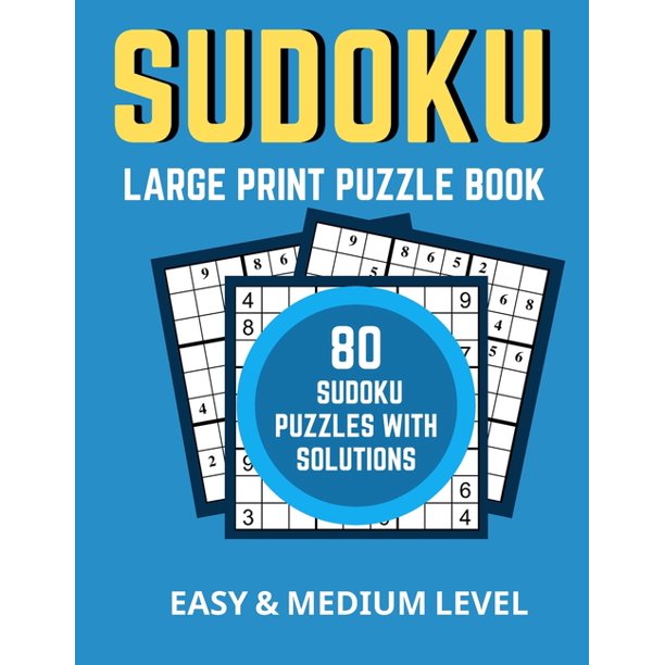 large print sudoku puzzle book easy and medium level 80 big size sudokus puzzles with solutions for seniors and visually impaired with a free bonus gift other large print walmart com