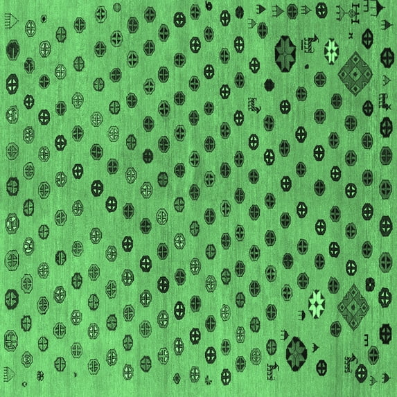 Ahgly Company Indoor Square Oriental Emerald Green Modern Area Rugs, 3' Square