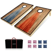 Cornhole Set, 3'x 2' Cornhole Boards Games Set, Solid Wood Corn Holes Outdoor Games, Corn Hole Game Sets With Bags Regulation Size Includes 2 Boards, 8 Beans Bags & 1 Carrying Case, Perfect for Lawn