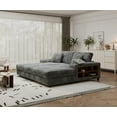thumbnail image 4 of Aukfa 79.5" Oversized Double Chaise Lounges Sofa, Plush Corduroy Sectional with Storage Armrests, Memory Foam Loveseat Sleeper Sofa Couch for Living Room/Bedroom, Gray, 4 of 7