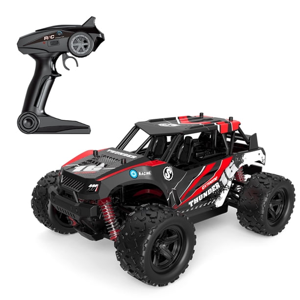 Carro de control remoto Coche de Control remoto 1/18 2.4 Ghz alta velocidad 30 km/h todo terreno camiones todoterreno 4WD escala completa carreras escalada coche regalos para niños adultos Eccomum Carro de control remoto