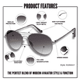 thumbnail image 2 of proSPORT Reading Sunglass Reader Tinted Aviator Silver Men Women NOT BIFOCAL, 2 of 4