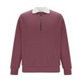 thumbnail image 5 of cocolona Mens Quarter Zip Pullover Tops Long Sleeve Turndown Collar Color Block Shirts Fall Fashion Casual Loose Textured Sweatshirt, 5 of 7