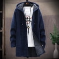 thumbnail image 4 of Abrigo de invierno, suéter de hombre, suéter de punto, cárdigan, con capucha para hombre, forro polar grueso, color sólido, suéter informal para jóvenes para hombres, 4 of 5