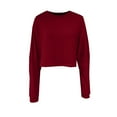 thumbnail image 5 of Women's Cropped Sweatshirt Casual Long Sleeve Crop Top Crew Neck Oversized Sweatshirt Wine L, 5 of 5