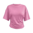 thumbnail image 6 of Dvprdro Womens Side Ruched Crew Neck T Shirts Short Sleeve Solid Color Slim Fit Casual Summer Tops, 6 of 8