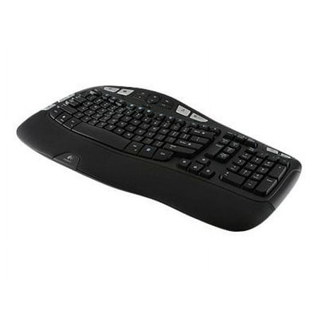 Logitech - K350 Ergonomic Full-size Membrane Wireless Keyboard - Black