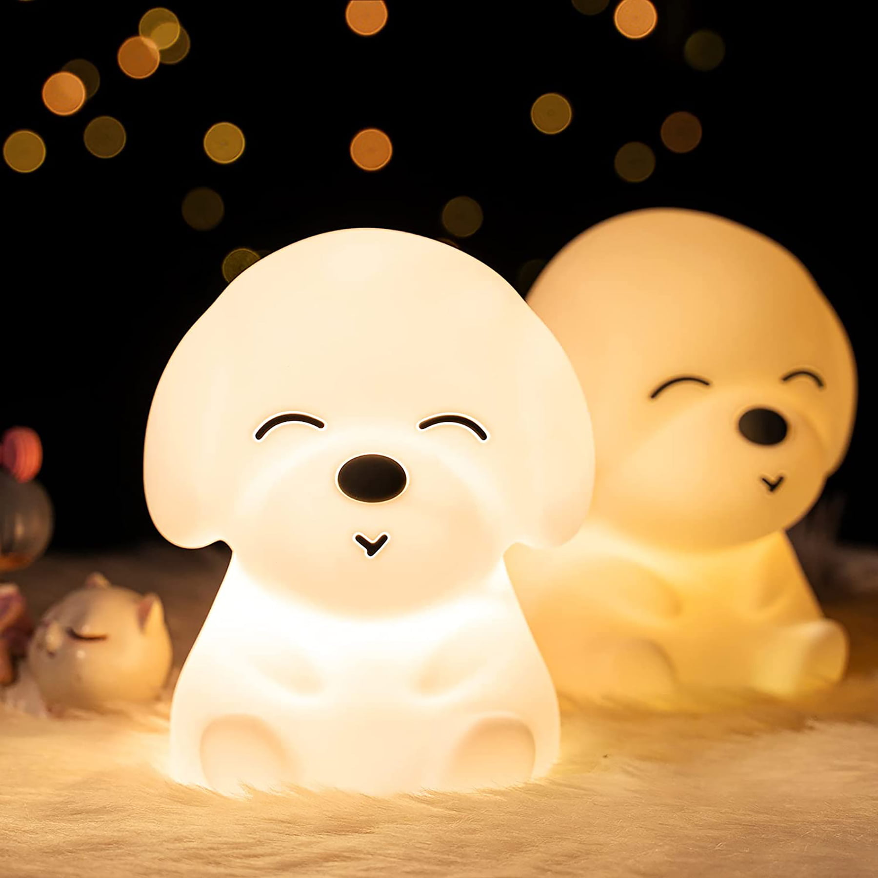 Silicone Puppy LED Night Light Touch Lamp Kids Gift Bedroom Baby Room Decoration 