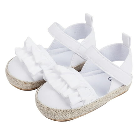 

nsendm Girls Ruffles Shoes First Walkers Shoes Summer Toddler Flat Sandals Size 7 Baby Boy Shoes Sandal White 0 Months