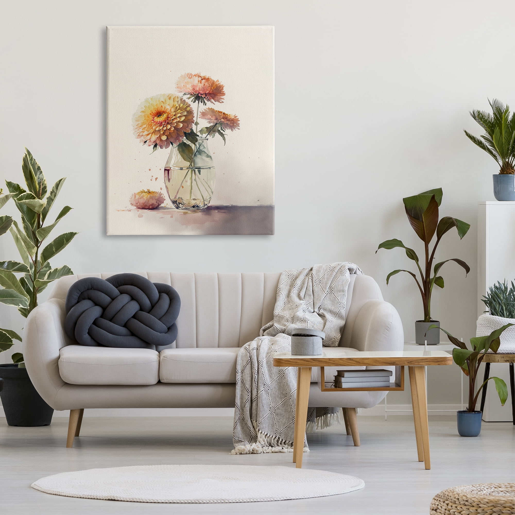 Stupell Industries Blooming Dahlias Painting Botanical & Floral Painting Gallery Wrapped Canvas Art Print Wall Art, 36 x 48
