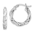 thumbnail image 1 of Beautiful Sterling Silver Rhodium Plated Twisted 3.5x20mm Hoop Earrings, 1 of 2