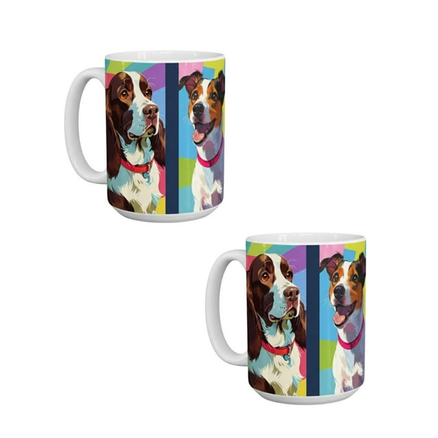 Duo de Tazas de cerámica 445 ml con diseño de perros