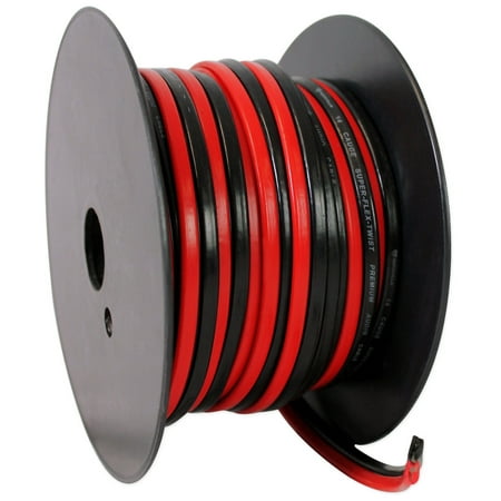 Rockville R14GSBR50 Red/Blk 14 Gauge 50' Ft. Mini Spool Car Audio Speaker (Best Gauge Speaker Wire For Subwoofer)