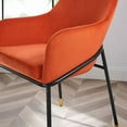 thumbnail image 7 of Side Dining Chair, Orange Black, Velvet, Modern Contemporary, Mid Century Kitchen Room Cafe Bistro Restaurant Hospitality, 7 of 7