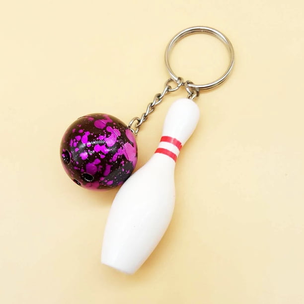 Xiao Hua Mini llavero con colgante de bolos y bolos, bolso bandolera deportivo - Morado